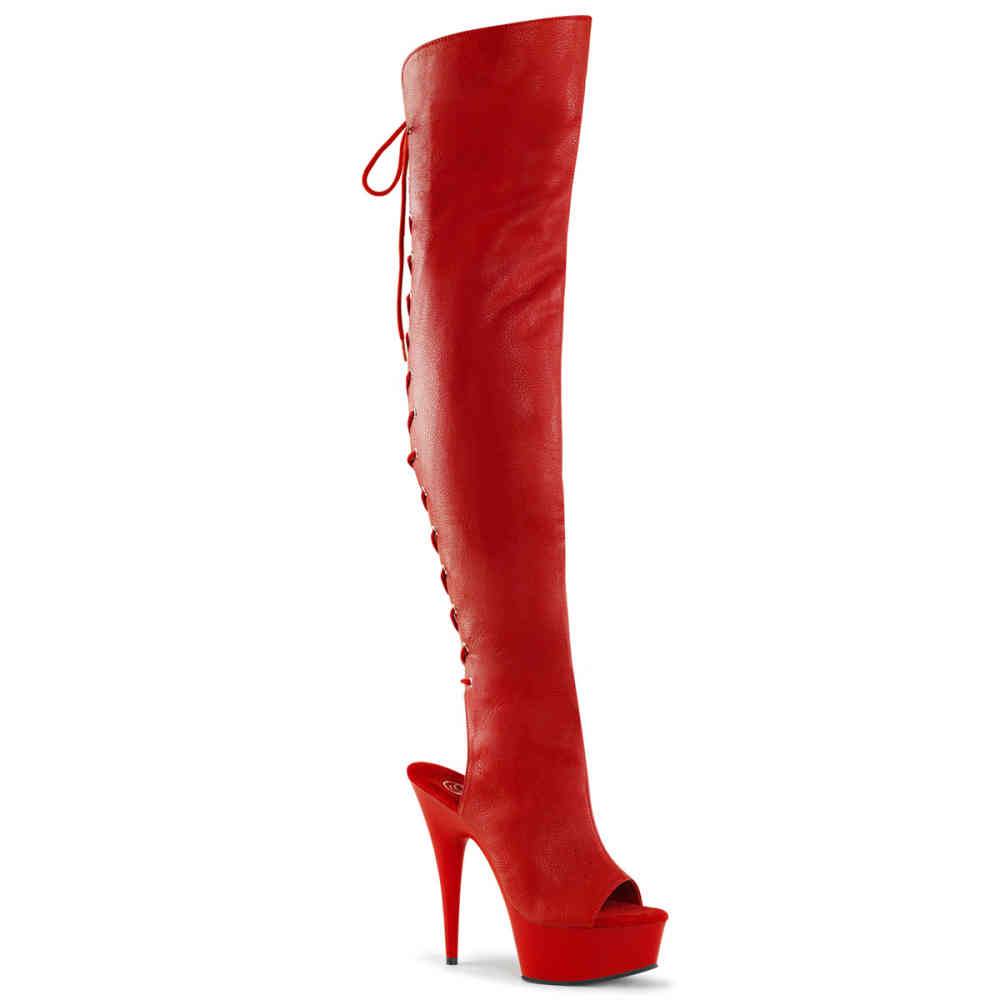 Pleaser - DELIGHT3019 Bottes cuissardes à plateforme - Rouge Product image